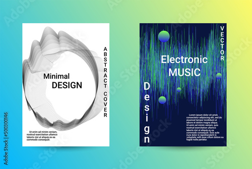 Set of modern abstract musical backgrounds. Sound flyer for creating a fashionable cover, banner, poster, booklet.