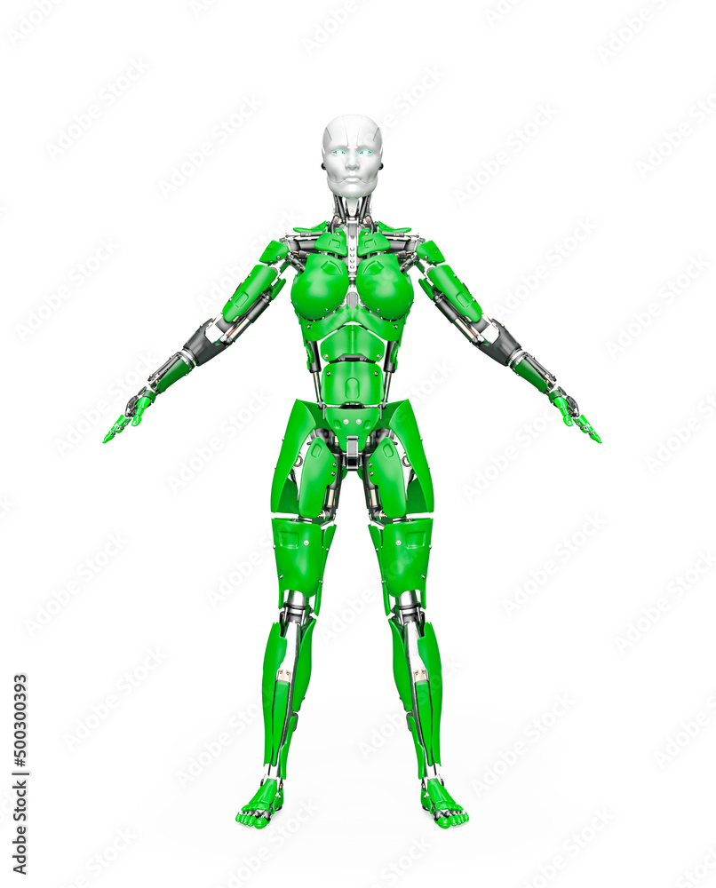 amazing robot in a pose on white background amazing robot in a pose on white background