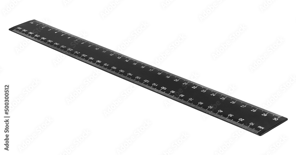 Black ruler isolated on a white background. School ruler. Black ruler isolated on a white background. School ruler.