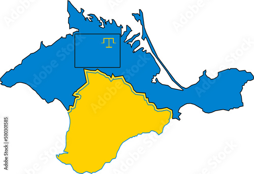 Φωτογραφία Map of Crimea in yellow-blue colors