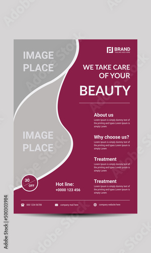 Unique beauty flyer template design with modern look