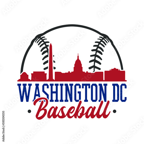 Washington, DC, USA Baseball Skyline City Silhouette Vector. Softball Design Style Icon Symbols. Sport America Ball