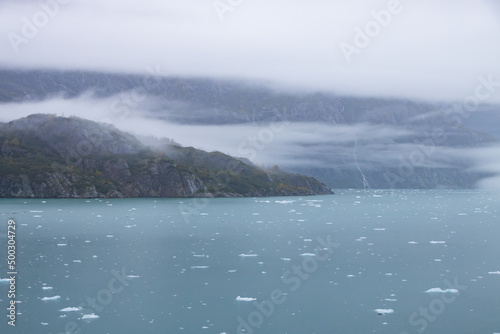 Ice chunks in the water at Glacier Bay, Alaska, USA