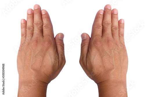 Human hand isolate on white background.