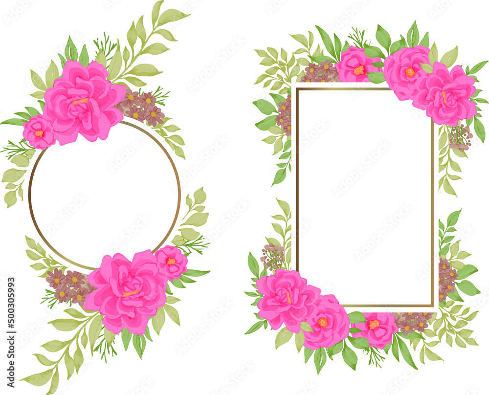 rose flower frame watercolor decoration