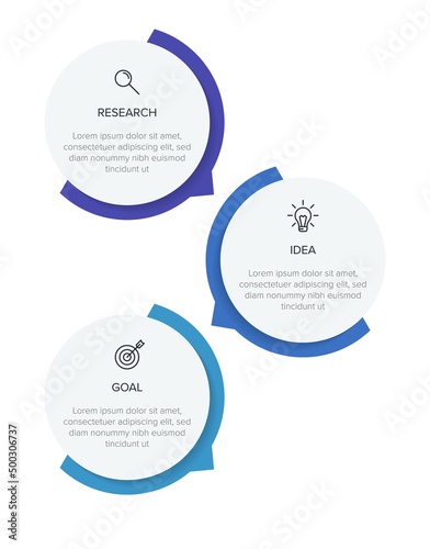 Vertical infographic design with icons and 3 options or steps. Thin line. Infographics business concept. Can be used for info graphics, flow charts, presentations, mobile web sites, printed materials.