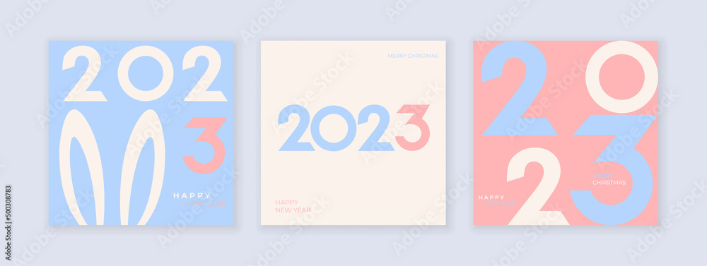 2023 New year poster. Happy new year concept. Rabbit new year 2023 New year poster. Happy new year concept. Rabbit new year