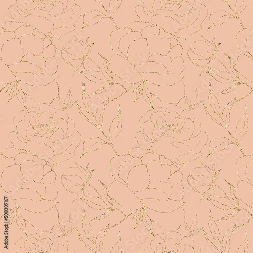 peony floral seamless pattern