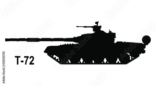 Battle tank T-72. Tank icon. Vector illustration. Tank silhouette