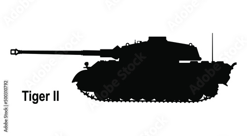 Tiger tank. Tank icon. Vector illustration. Tiger German tank. Tank silhouette