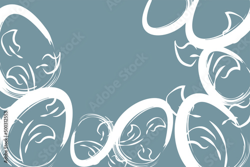 Vector. Easter design with hand drawn brush strokes, pastel eggs. Modern minimalist style. Horizontal poster, postcard, website page, banner, brochure, postcard with copy space for text.