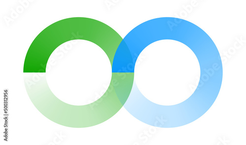 Intersecting circles, rings abstract geometric icon, vector illustration