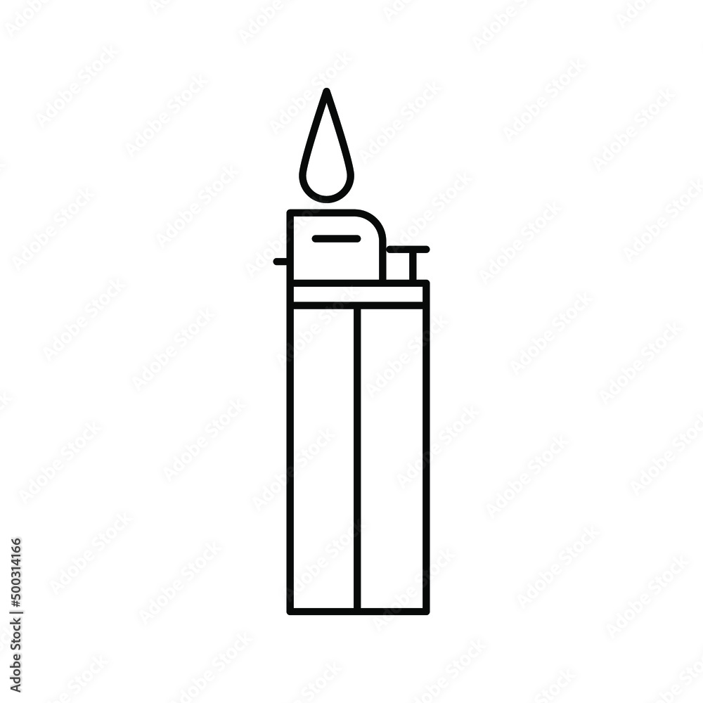 Gas Lighter Icon. Ignition, Burner Symbol Color Editable