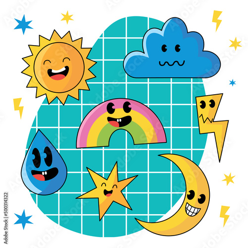 set with stikers for design