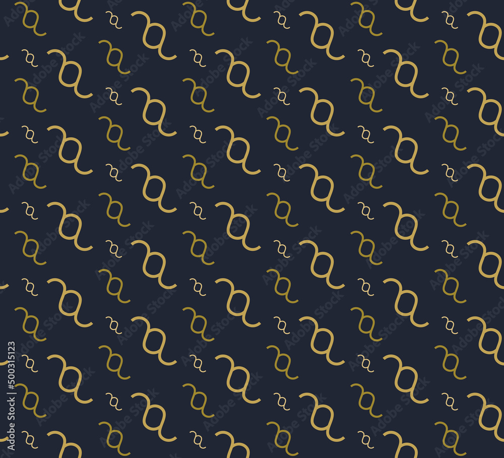 Luxurious seamless pattern with golden symbols on a dark style background. Trendy colors.
