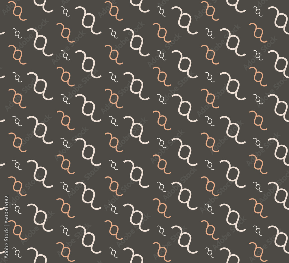 Luxurious seamless pattern with symbols on a dark style background. Trendy colors.
