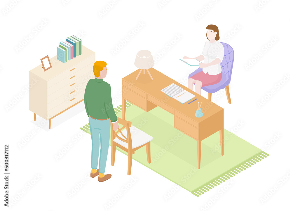 Isometric office with working people. Vector illustration flat design isolated. Male and female characters. Office and casual clothes. Desk, chair, computer, office space, meeting Isometric office with working people. Vector illustration flat design isolated. Male and female characters. Office and casual clothes. Desk, chair, computer, office space, meeting