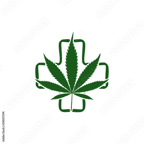 Medical marijuana leaf and cross icon