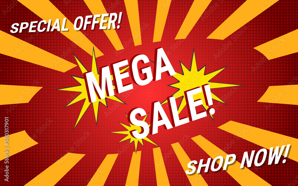 Fototapeta premium Mega sale banner vector design template