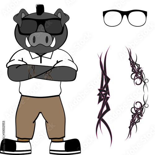 hipster boar character cartoon in vector format