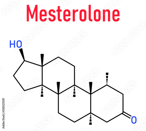 Mesterolone androgen molecule, skeletal chemical formula.