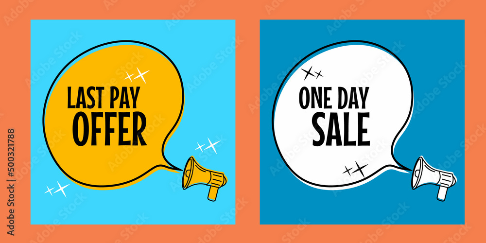 speech bubble with one day sale text and speaker icon. suitable for advertising badges