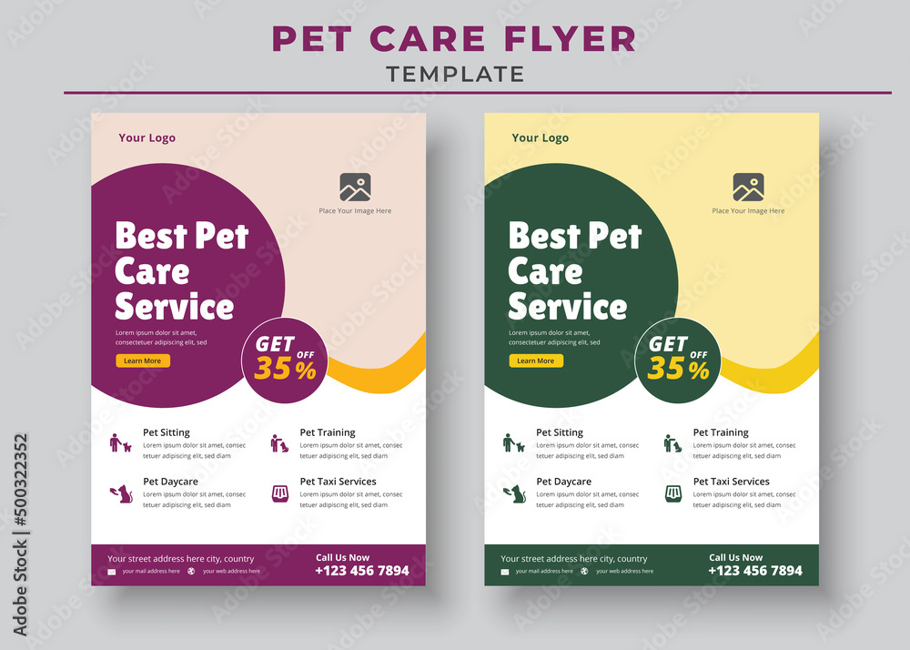 Pet Care Flyer Template, Pet Sitting Flyer Template, Pet Walkers Flyer Template