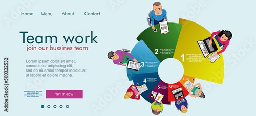 Flat design concepts for business analysis and planning, consulting, team work, project management, financial report and strategy. Teamwork landing page template. Modern web page design concept.