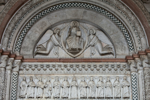  Lucca - detail from St Martin's Cathedral facade, Tuscany