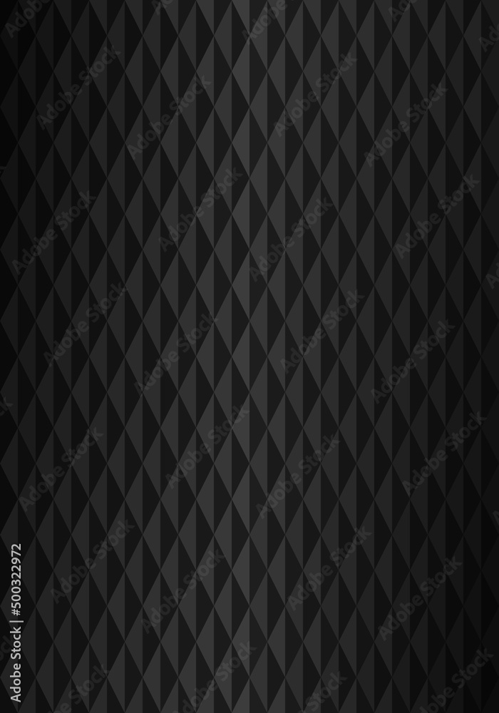 Black gradient rhombus geometric pattern. Abstract background design for publication, cover, banner, poster, web design, backdrop, wall. Vector illustration.