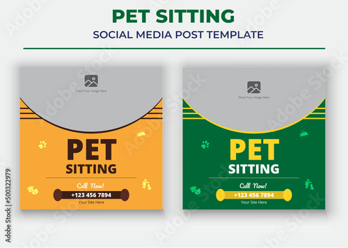 Pet Care Social Media Post Template, Pet Sitting Social Media Post Template, Pet Walkers poster