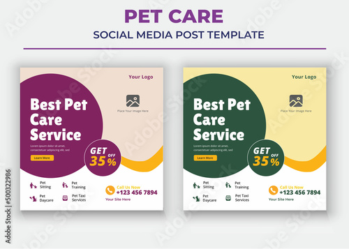 Pet Care Social Media Post Template, Pet Sitting Social Media Post Template, Pet Walkers poster
