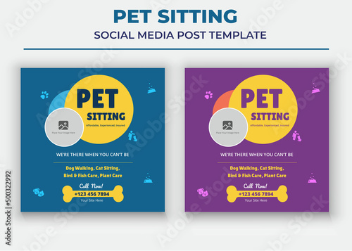 Pet Care Social Media Post Template, Pet Sitting Social Media Post Template, Pet Walkers poster
