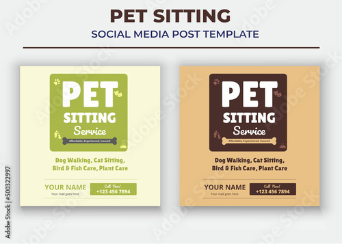 Pet Care Social Media Post Template, Pet Sitting Social Media Post Template, Pet Walkers poster