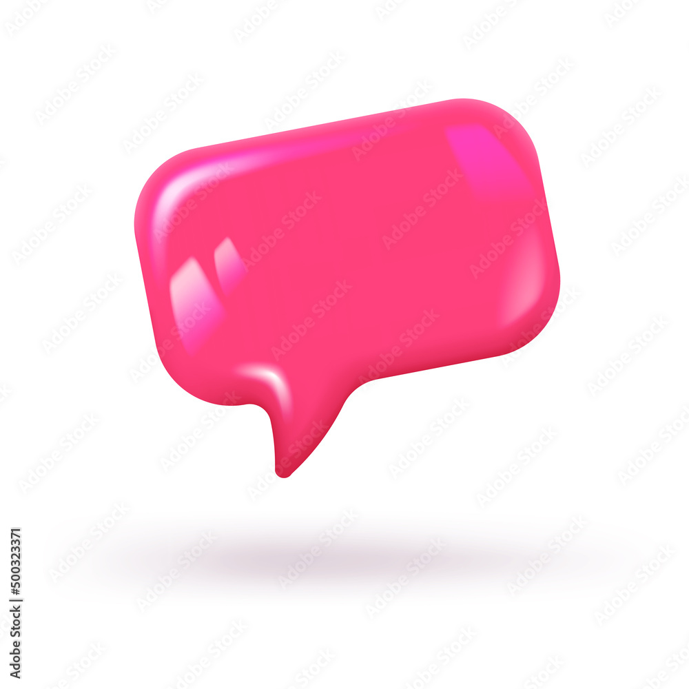 3d speech bubble as a pink pop-up message, streamlined chat balloon, speech cloud window from the bubble. Social media message concept. Vector illustration 3d speech bubble as a pink pop-up message, streamlined chat balloon, speech cloud window from the bubble. Social media message concept. Vector illustration
