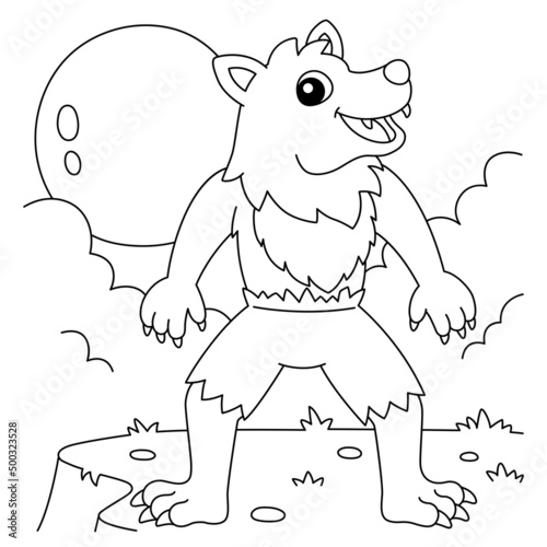 Werewolf Halloween Coloring Page for Kids