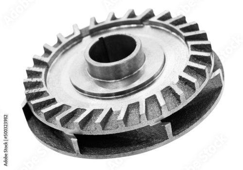 a centrifugal pump impeller on white photo