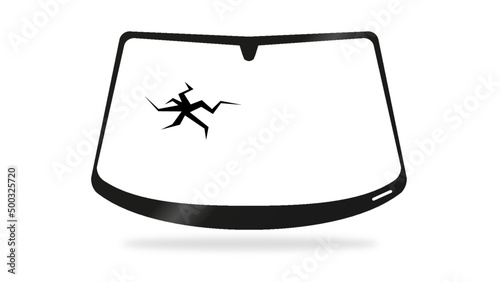 Basic windshield symbol icon with a crack for car glass specialist