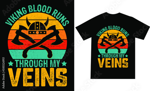 Schilderij op canvas Viking Tshirt design or printable vector template