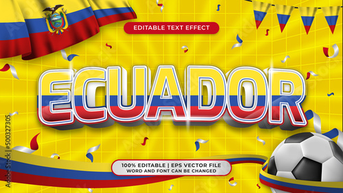 Ecuador football world cup background theme editable text style effect