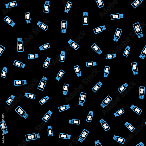 Line 5G modem for fast mobile Internet icon isolated seamless pattern on black background. Global network high speed connection data rate technology. Vector