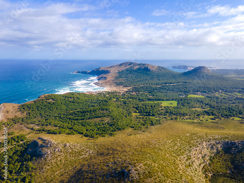 Beach & Mountains in Mallorca from Drone