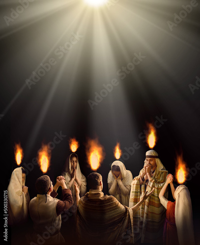 Obraz na plátně Prayer for the day of Pentecost. Baptism with the Holy Spirit