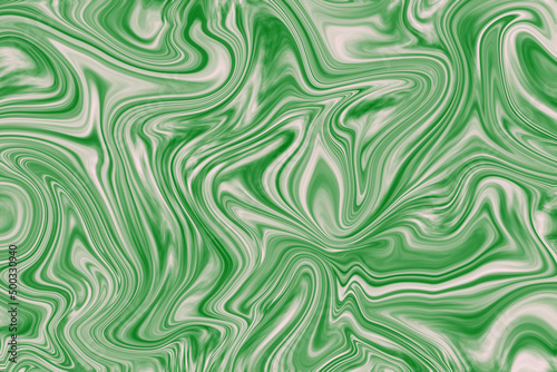 Abstract modern watercolor painting in liquid marble seamless pattern background. Green