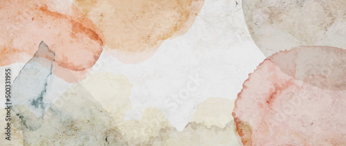 Watercolor abstract vector art background in coral, pink and earth tones for banner design, decor, wallpaper, print.