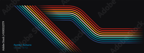Abstract 1980's background design in futuristic retro style with colorful lines. Vector illustration.