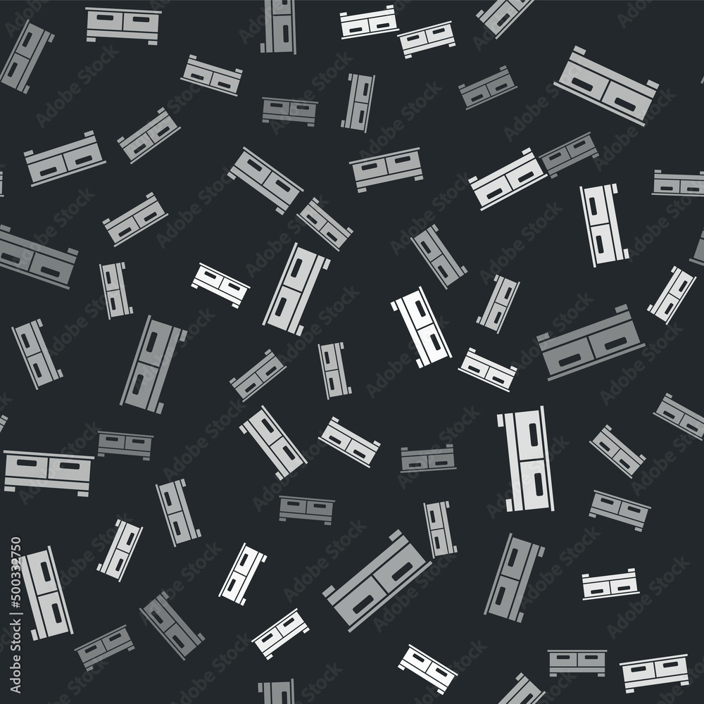 Grey Chest of drawers icon isolated seamless pattern on black background. Vector Grey Chest of drawers icon isolated seamless pattern on black background. Vector