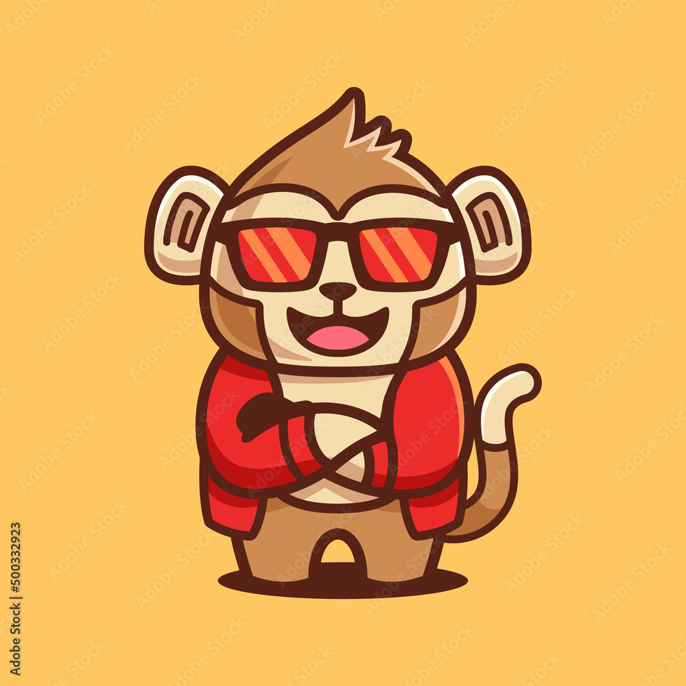 Cool Monkey Wear Sunglasses Cartoon Character