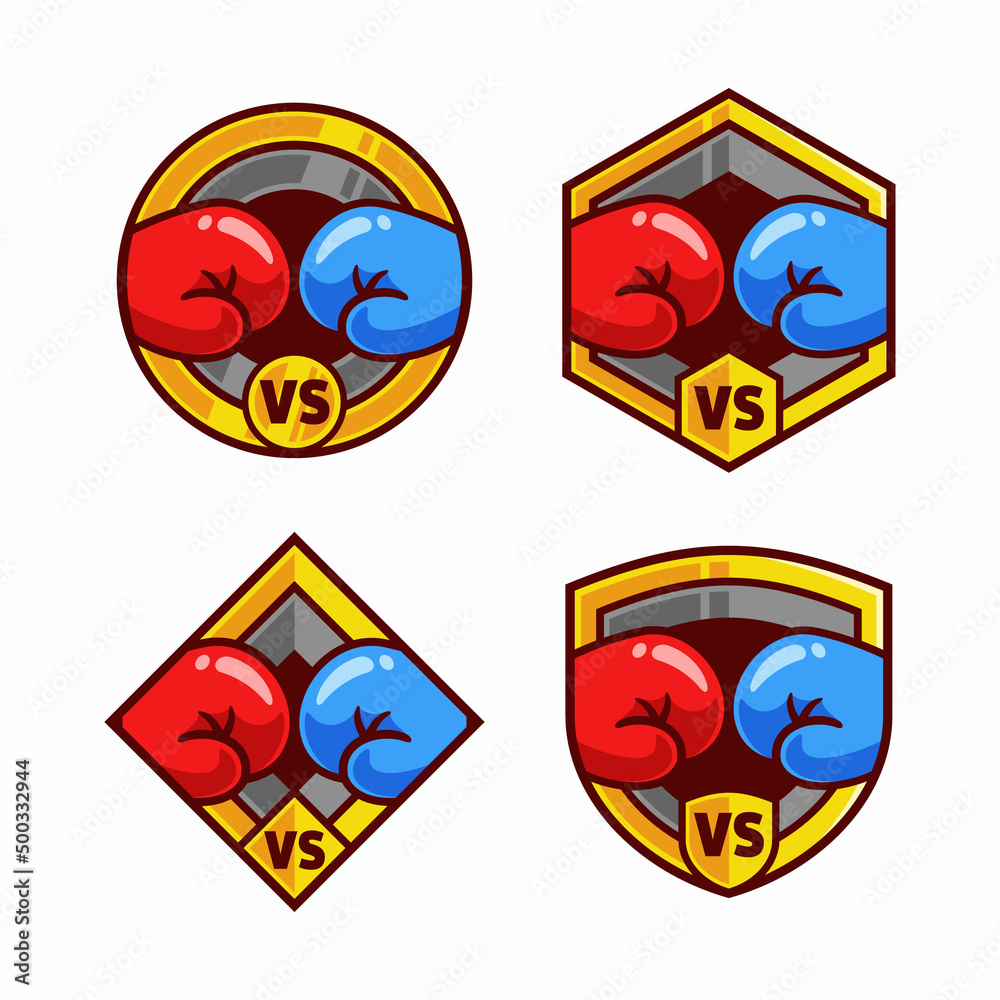 Versus Boxing Match Cartoon Set