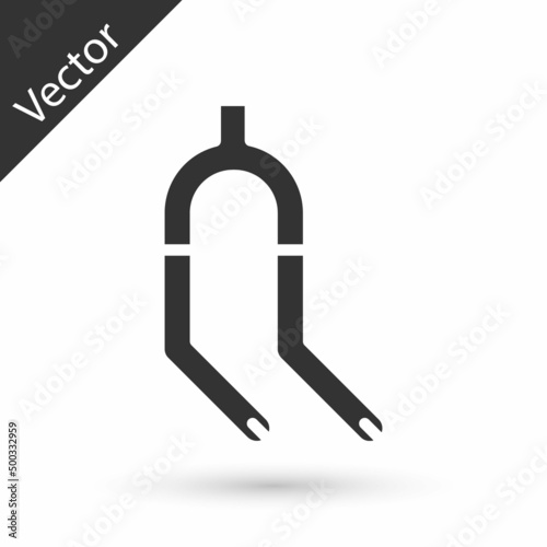 Grey Bicycle suspension fork icon isolated on white background. Sport transportation spare part steering wheel. Vector